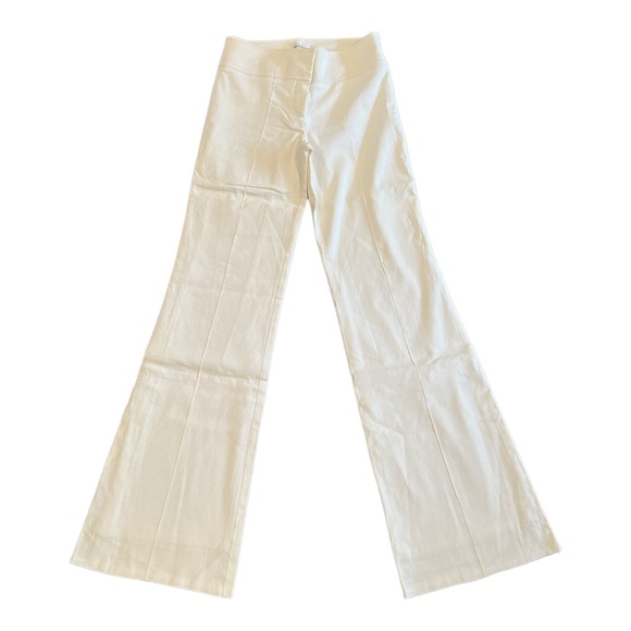 Bebe White High Rise Flare Linen Blend Pants - Picture 1 of 8